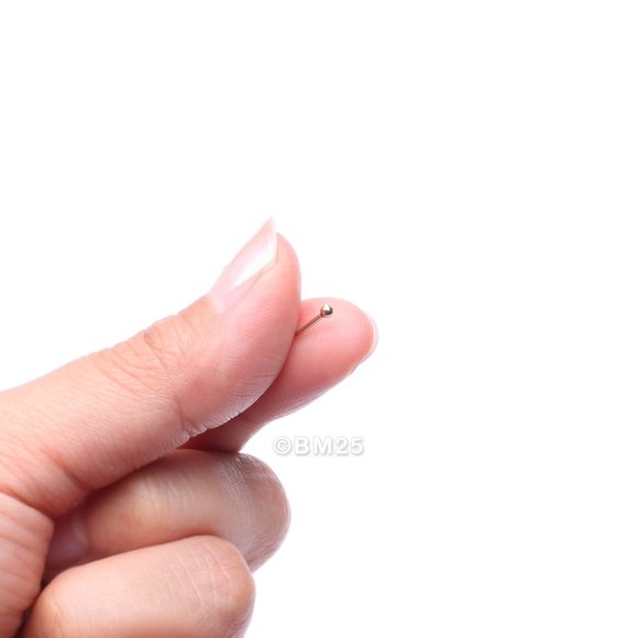 14 Karat Gold Ball Top L-Shaped Nose Ring - Picture 2 of 5